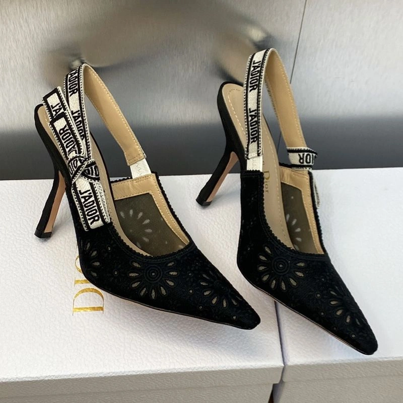 Affordable 2429 J'Adior Slingback Pumps Women Saint-Gall Floral Motif Mesh Black - Image 3