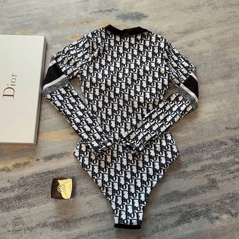 Affordable 3907 Christian Dior Bodysuit Women Oblique Motif Lycra Black - Image 3