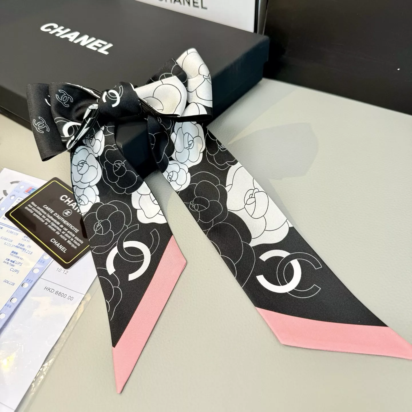 Chanel Silk Scarf Minimalist 6066 - Image 3