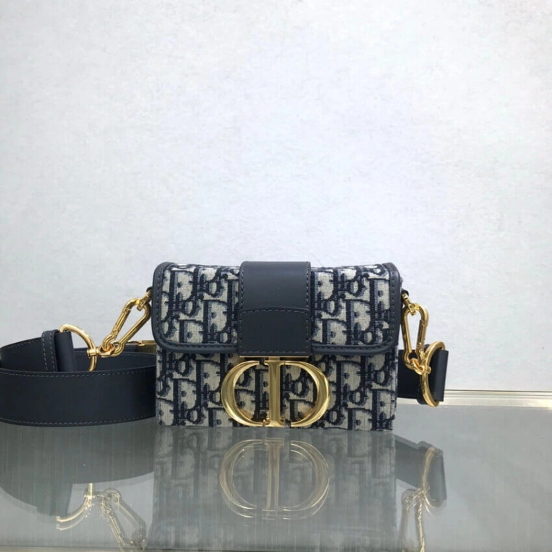 17.5 x 11 Christian Dior 30 Montaigne Box Bag Blue Oblique Jacquard - Image 5