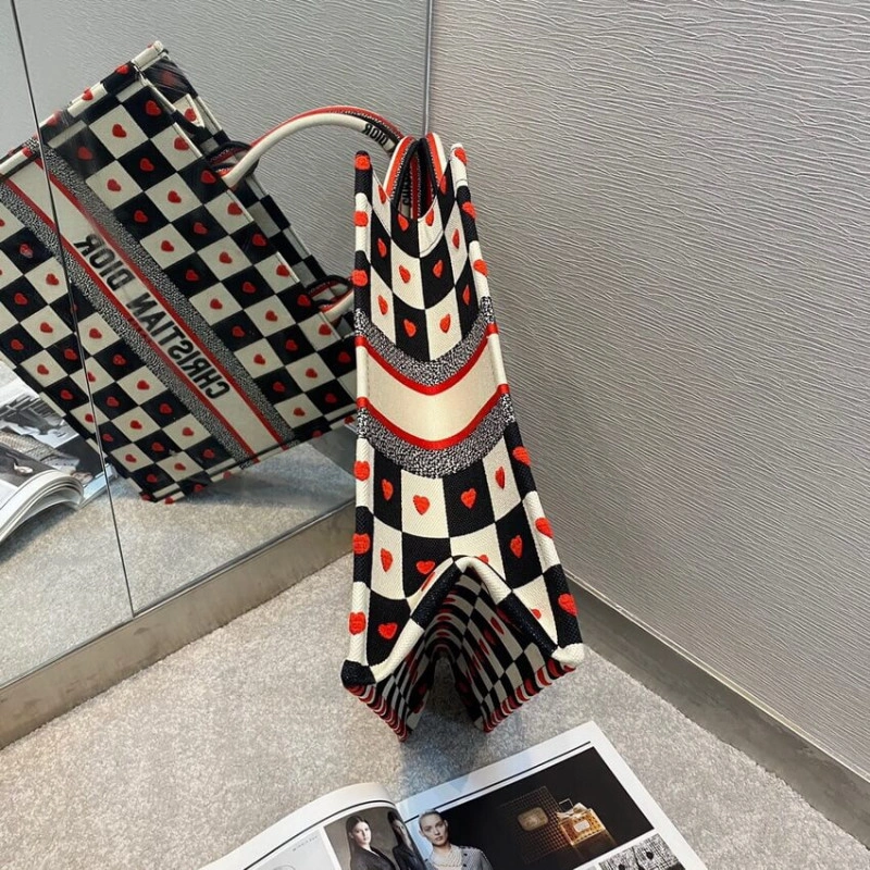 Christian Dior Dioramour Book Tote D-Chess Heart Embroidery - Image 5