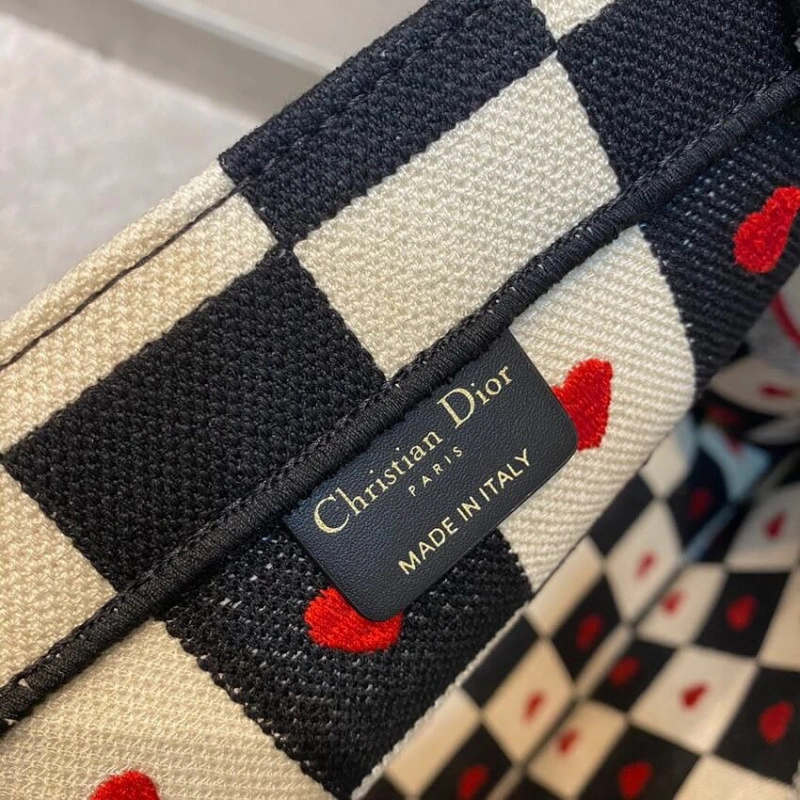 Christian Dior Dioramour Book Tote D-Chess Heart Embroidery - Image 10