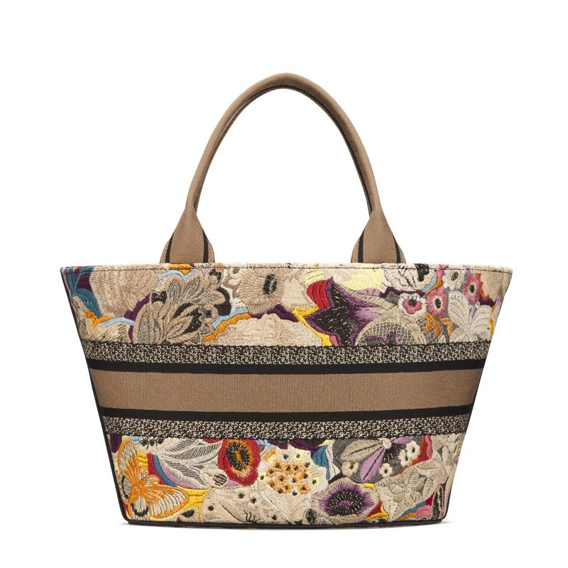 Christian Dior Hat Basket Bag In Brocart Butterfly Motif Canvas Multicolor StreetReady 4835 - Image 3