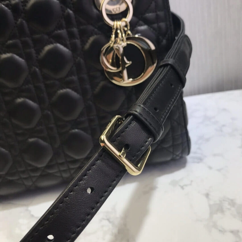 Thin, adj Christian Dior Medium Lady Dior Bag Black Cannage Lambskin - Image 6