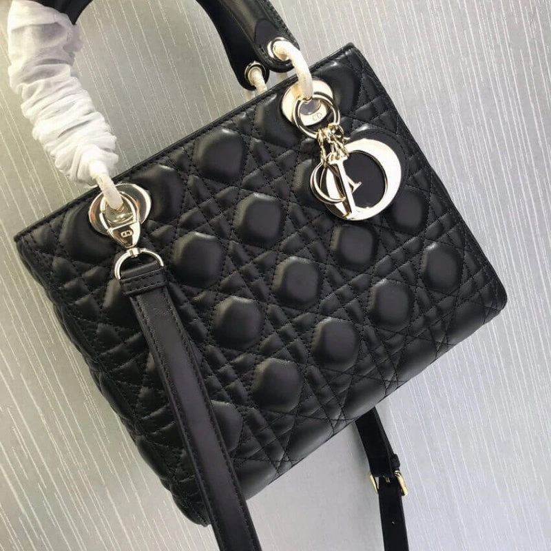 Thin, adj Christian Dior Medium Lady Dior Bag Black Cannage Lambskin - Image 7