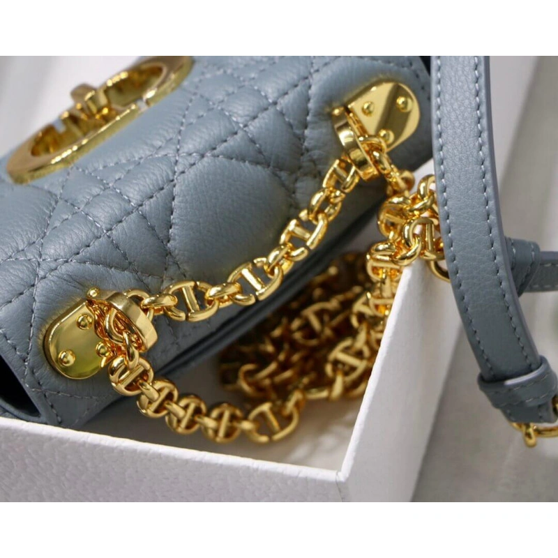 Removable Christian Dior Micro Caro Bag Cloud Blue Supple Cannage Calfskin - Image 5