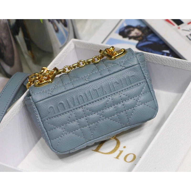 Removable Christian Dior Micro Caro Bag Cloud Blue Supple Cannage Calfskin - Image 6