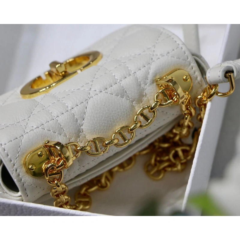 The Dior C Christian Dior Micro Caro Bag White Supple Cannage Calfskin - Image 4