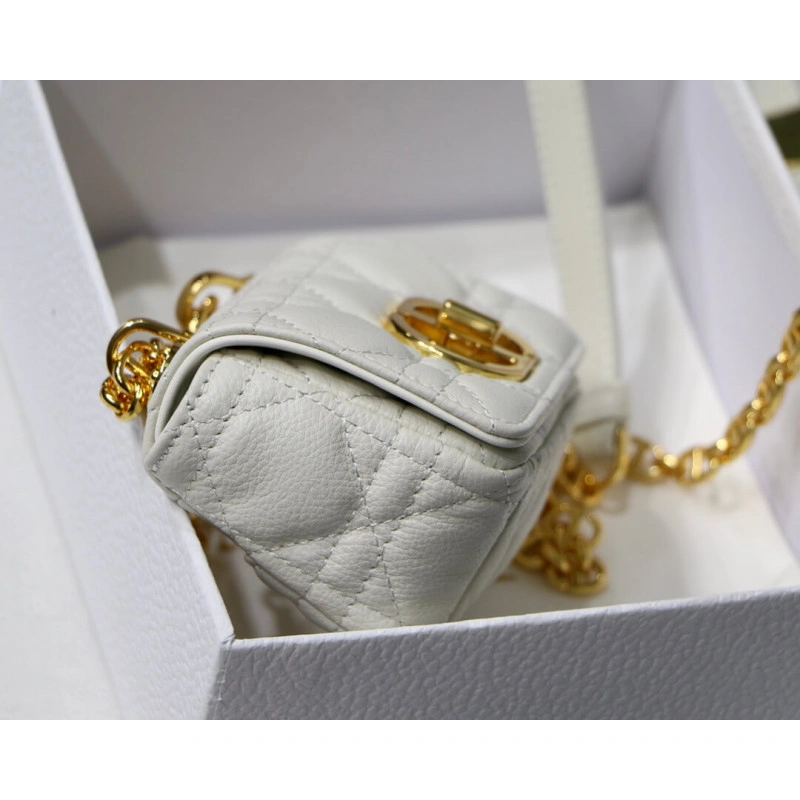 The Dior C Christian Dior Micro Caro Bag White Supple Cannage Calfskin - Image 6