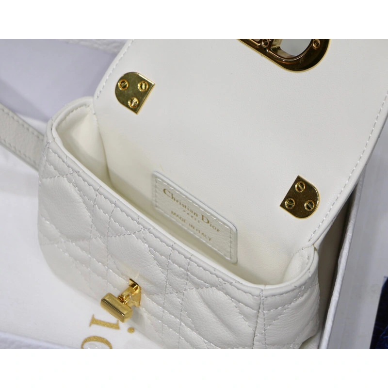 The Dior C Christian Dior Micro Caro Bag White Supple Cannage Calfskin - Image 8