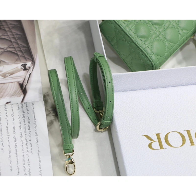 The Lady D Christian Dior Micro Lady Dior Bag Green Cannage Lambskin - Image 9