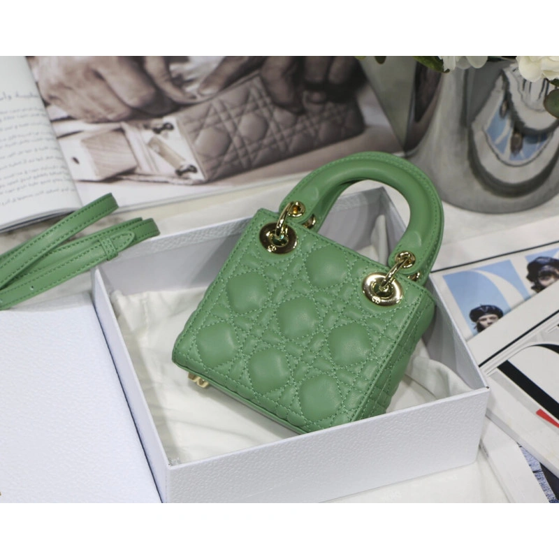 The Lady D Christian Dior Micro Lady Dior Bag Green Cannage Lambskin - Image 10