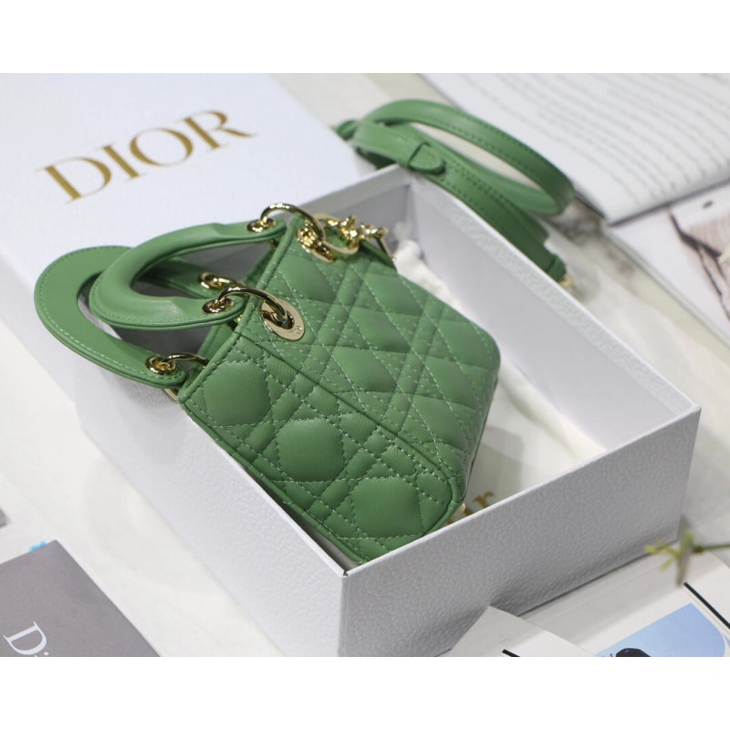 The Lady D Christian Dior Micro Lady Dior Bag Green Cannage Lambskin - Image 11