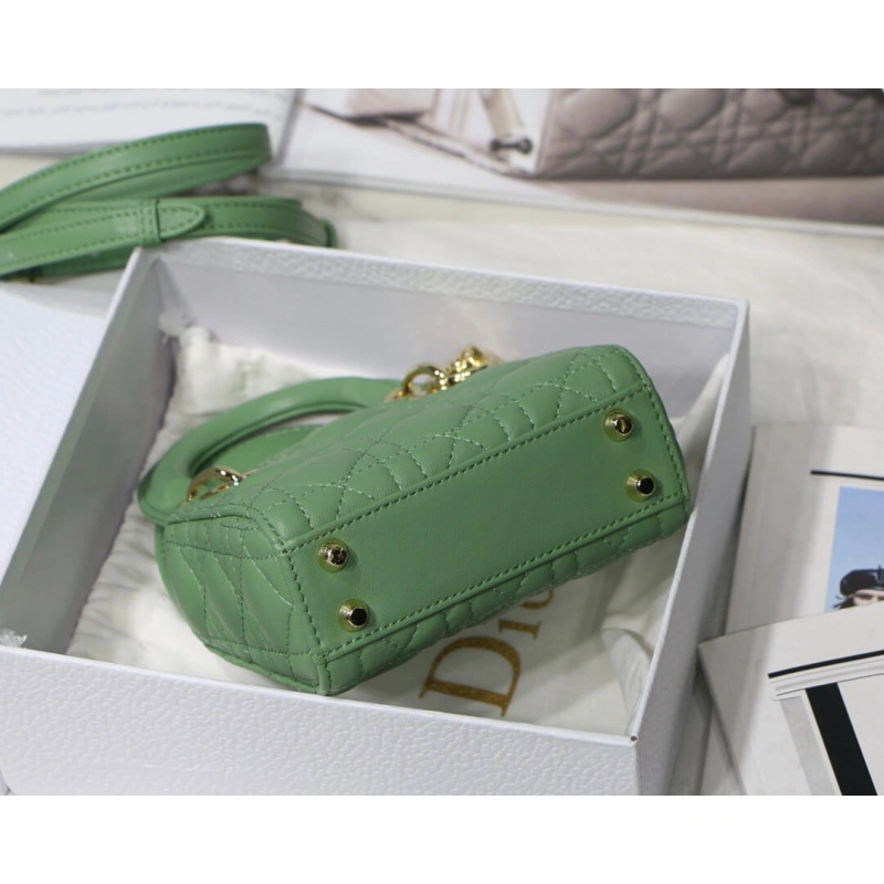 The Lady D Christian Dior Micro Lady Dior Bag Green Cannage Lambskin - Image 12