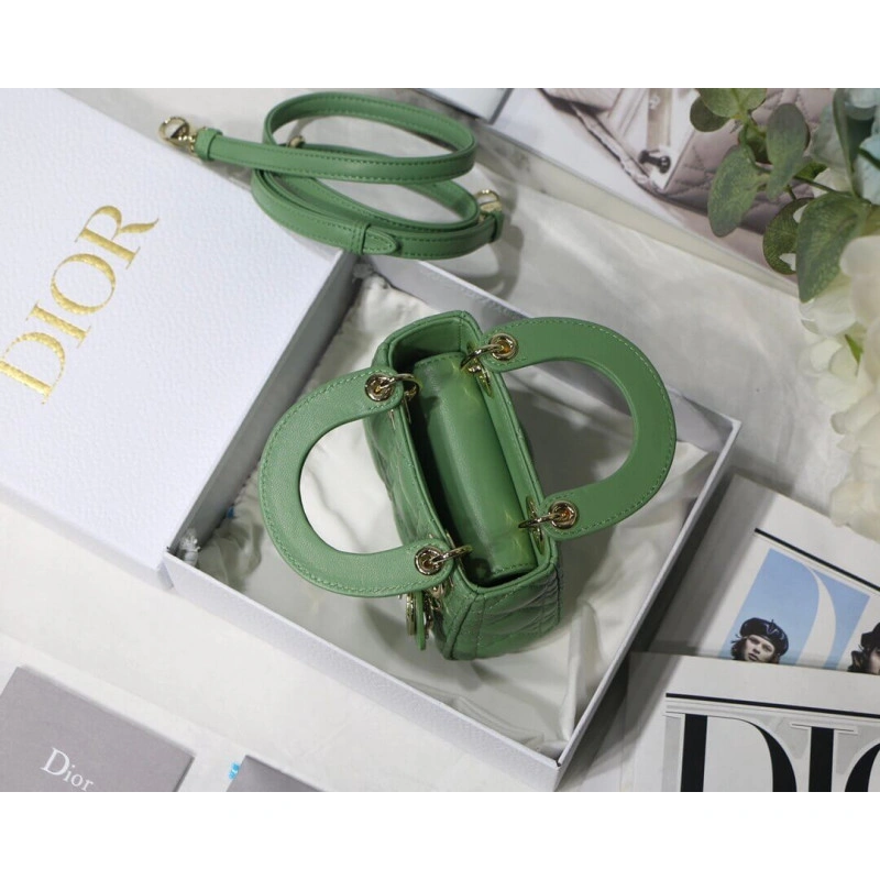 The Lady D Christian Dior Micro Lady Dior Bag Green Cannage Lambskin - Image 14