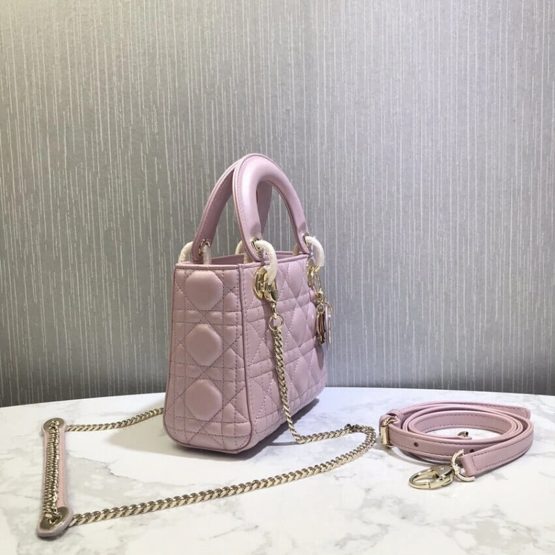 The bag m Christian Dior Mini Lady Dior Bag Pink Cannage Lambskin - Image 11