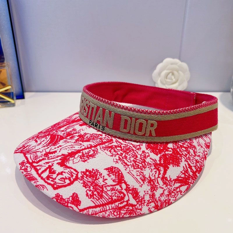 Christian Dior Visor Toile de Jouy Motif Cotton Red Popular 4501 - Image 3
