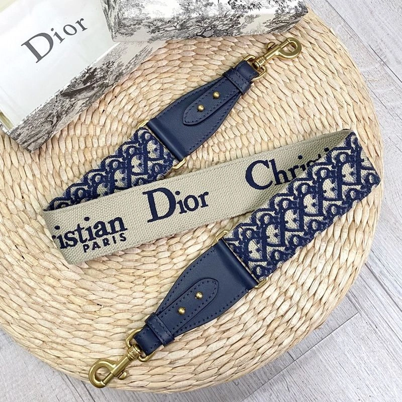 Comfortable 639 Dior Shoulder Strap In Oblique Motif Cotton Blue - Image 3