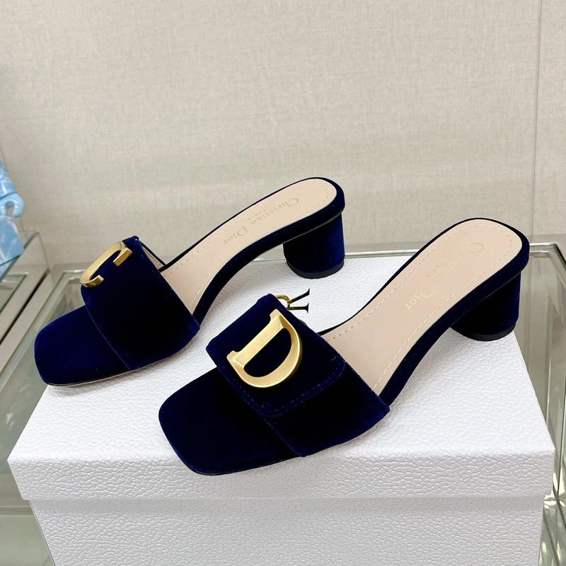 Comfortable 7741 C'est Dior Slides Women Velvet Blue - Image 3