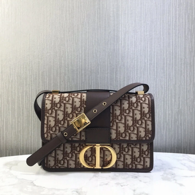 Adjustabl Dior 30 Montaigne Chain Bag Burgundy Oblique Jacquard - Image 4