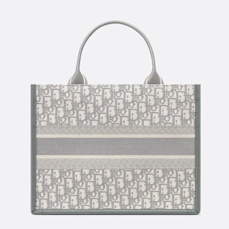 Dior Book Tote with Strap In Oblique Motif Canvas and Calfskin Grey Comfortable 1199 - Image 3