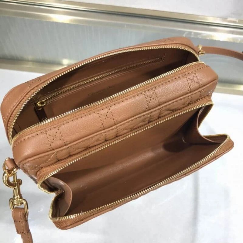 Can be ca Dior Caro Double Pouch Brown Supple Cannage Calfskin - Image 9