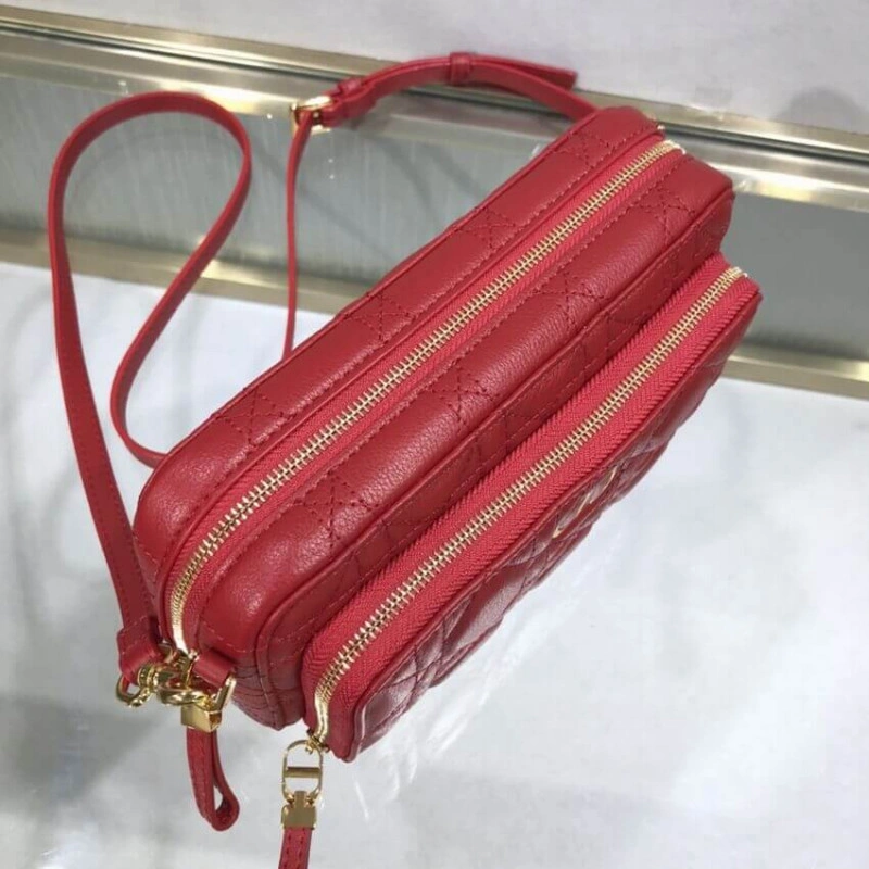 May be pa Dior Caro Double Pouch Red Supple Cannage Calfskin - Image 3