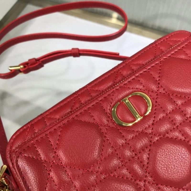 May be pa Dior Caro Double Pouch Red Supple Cannage Calfskin - Image 6