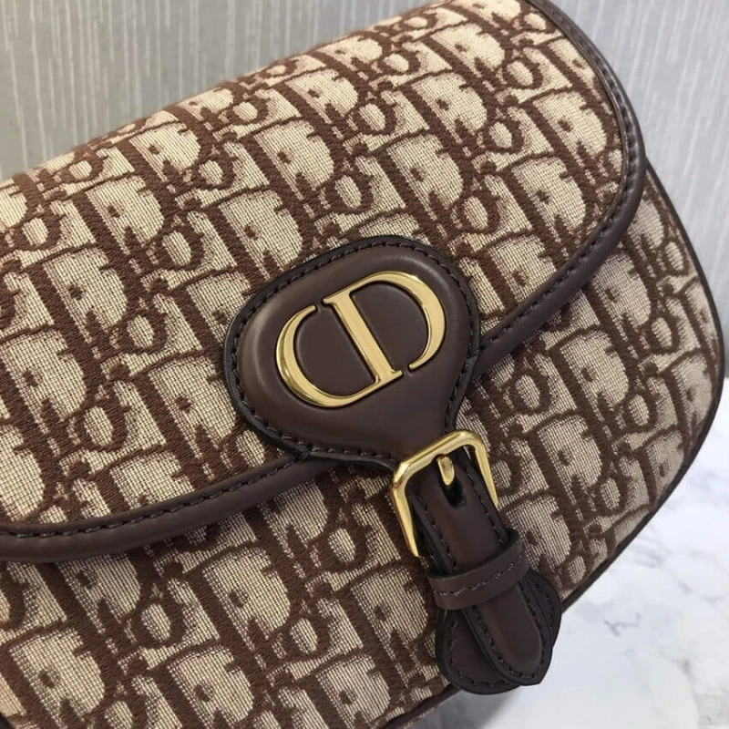 Back pock Dior Medium Bobby Bag Brown Oblique Jacquard - Image 7