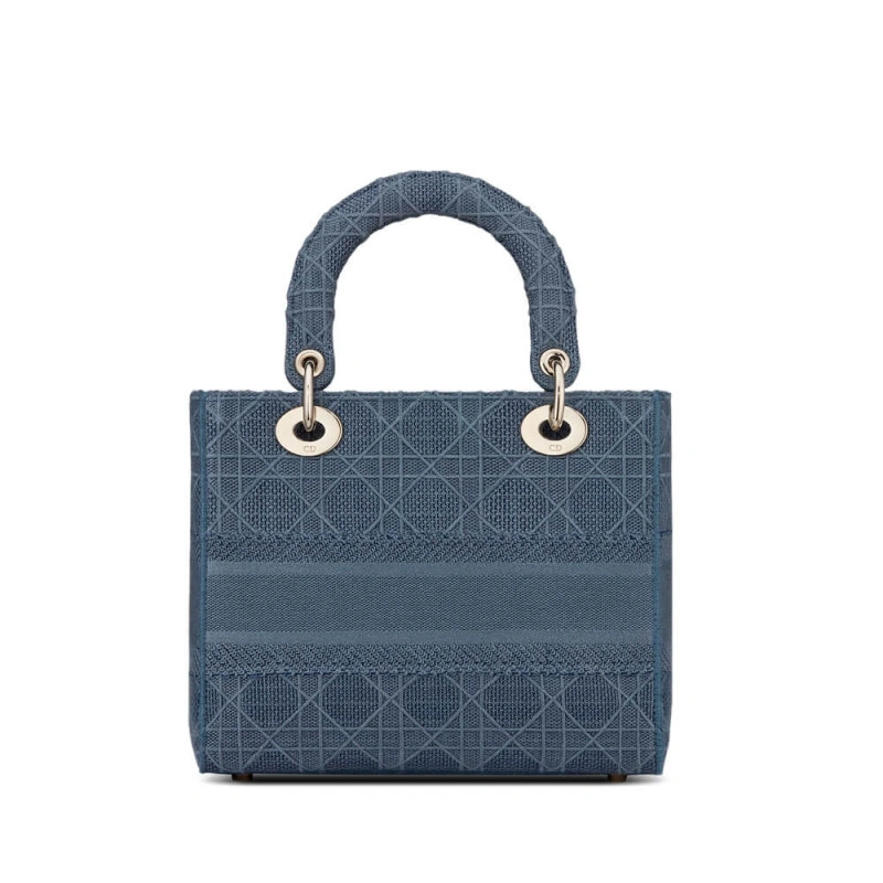 May be ca Dior Medium Lady D-Lite Bag Dark Denim Blue Cannage Embroidered - Image 4