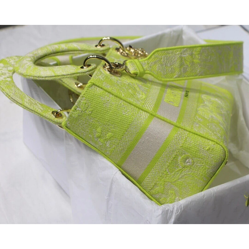 The bag m Dior Medium Lady D-Lite Bag Lime Toile de Jouy Reverse Embroidery - Image 9