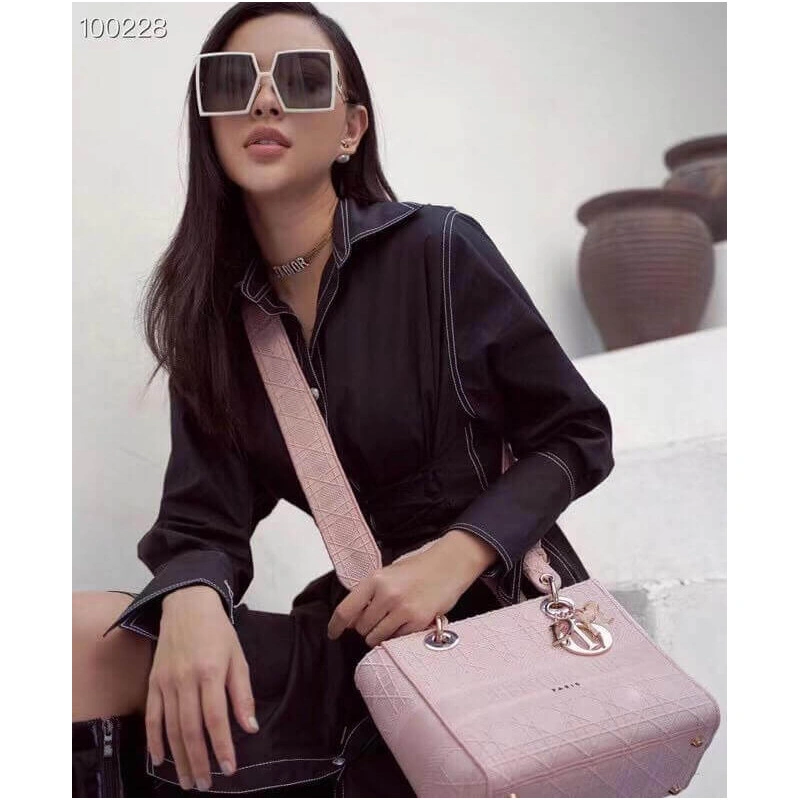 Large, re Dior Medium Lady D-Lite Bag Pink Cannage Embroidered - Image 6