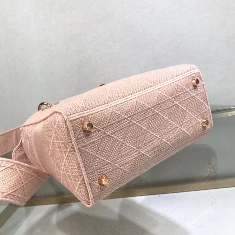 Large, re Dior Medium Lady D-Lite Bag Pink Cannage Embroidered - Image 14