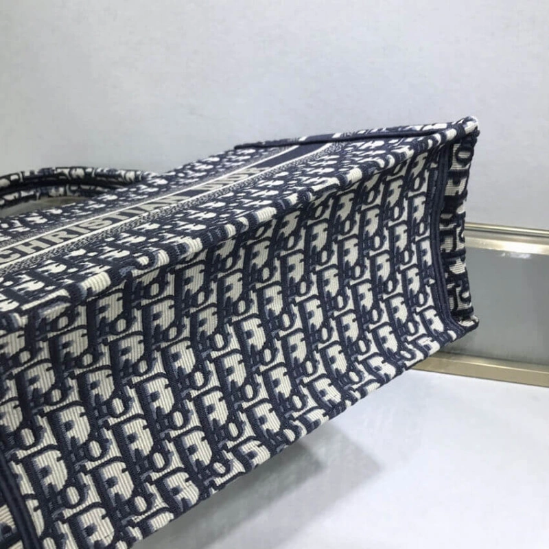 CHRISTIAN Dior Small Book Tote Blue Dior Oblique Embroidery - Image 10