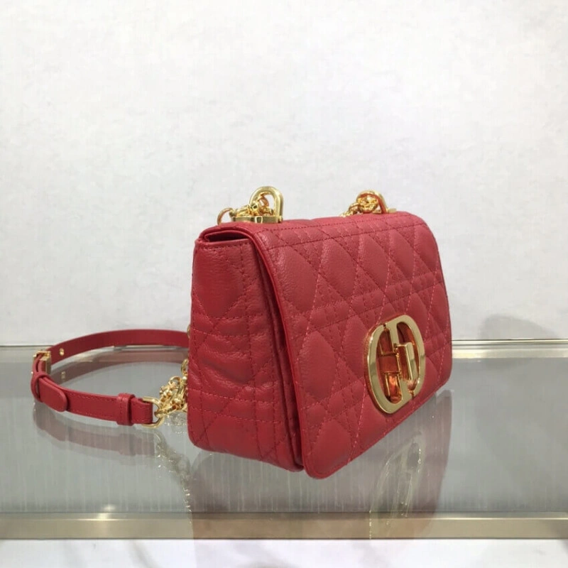 Flap clos Dior Small Caro Bag Red Supple Cannage Calfskin - Image 6