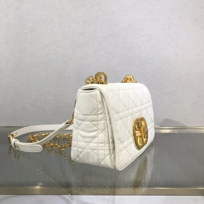 20 x 12 x Dior Small Caro Bag White Supple Cannage Calfskin - Image 7