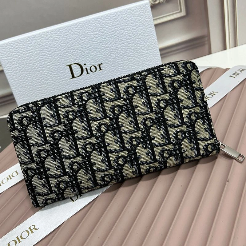 GoAnywhere 9893 Dior Silver Zipped Zip Wallet Oblique Motif Canvas Blue - Image 3