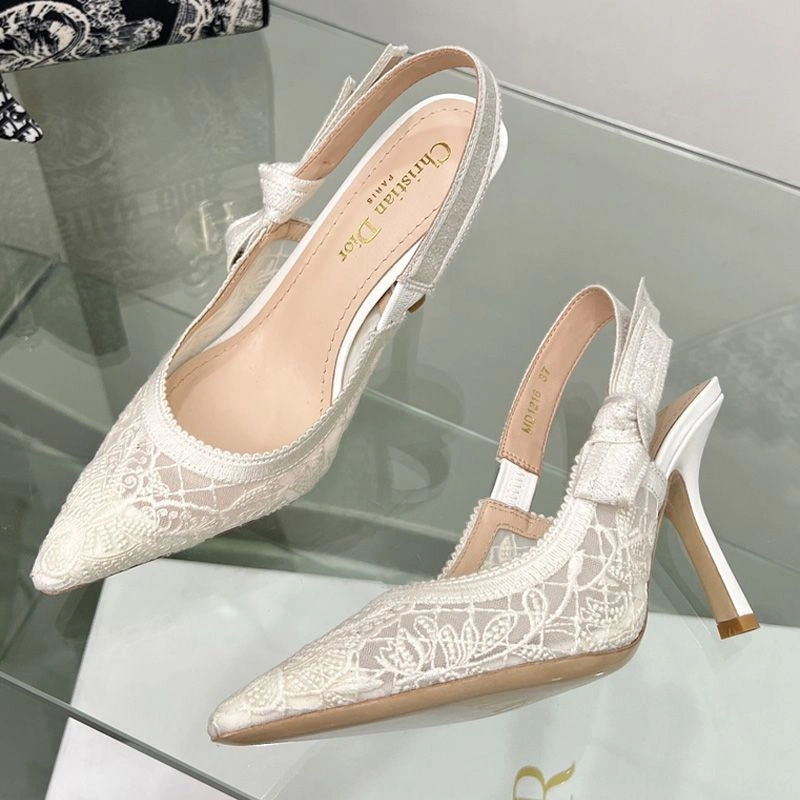 J'Adior Slingback Pumps Women Butterfly Motif Transparent Mesh White StreetReady 9198 - Image 3