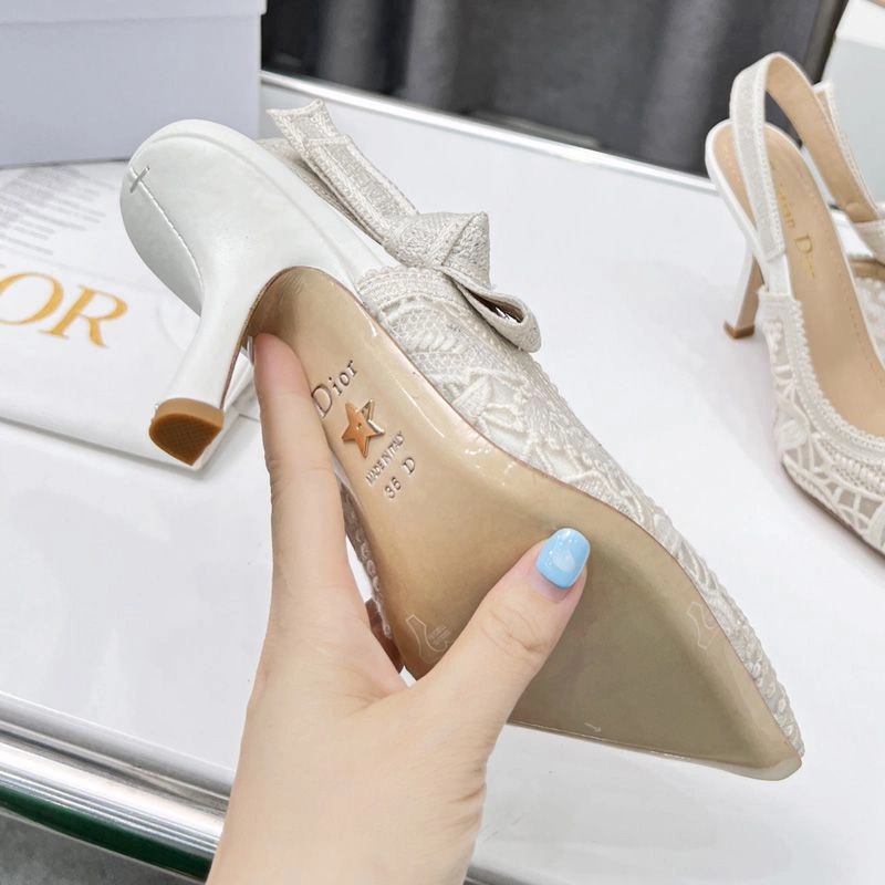 J'Adior Slingback Pumps Women D-Lace Motif Macrame White UrbanStyle 6497 - Image 3