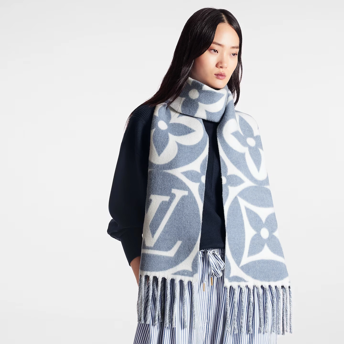 Louis Vuitton Blue M79214 FLIGHT MODE LV Medallion Scarf - Image 5