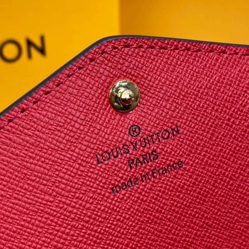 16 card s Louis Vuitton Damier Ebene Sarah Wallet Red - Image 8