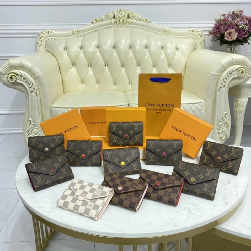 Grained c Louis Vuitton Damier Ebene Victorine Wallet Pink - Image 11