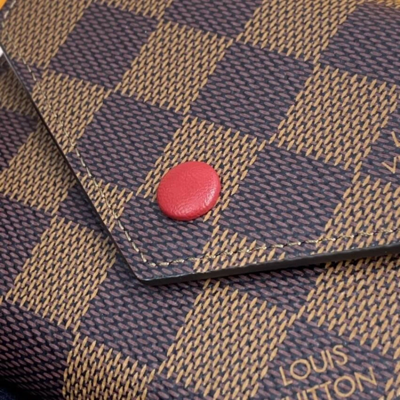 2 flat po Louis Vuitton Damier Ebene Victorine Wallet Red - Image 6