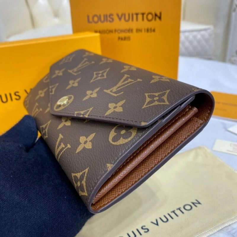 16 card s Louis Vuitton Monogram Cavas Sarah Wallet Brown - Image 3