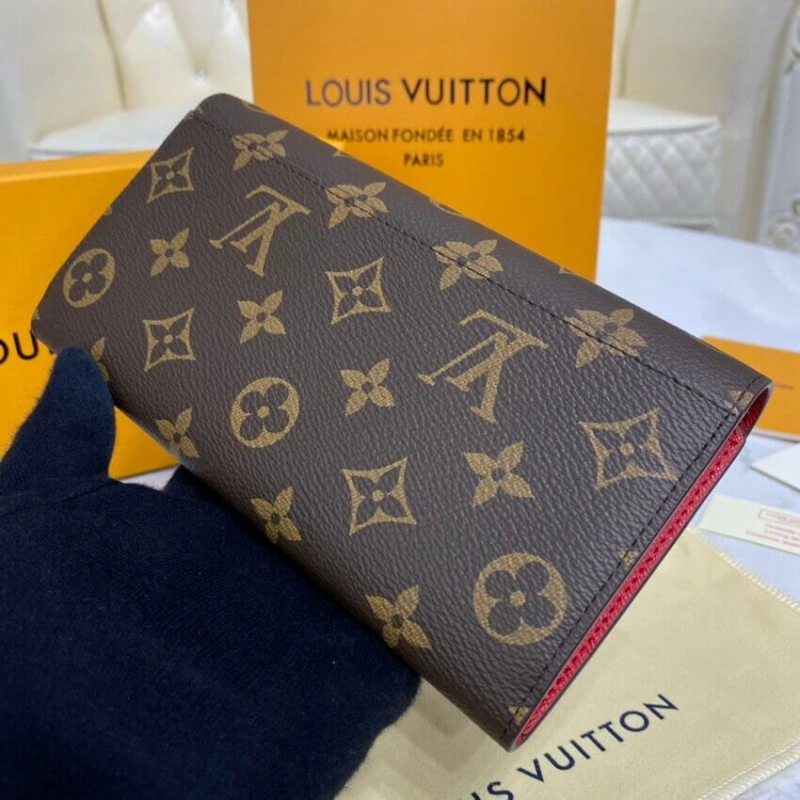 16 card s Louis Vuitton Monogram Cavas Sarah Wallet Red - Image 3