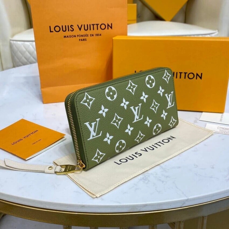 12 card s Louis Vuitton Monogram Empreinte Leather Zippy Wallet Khaki - Image 3