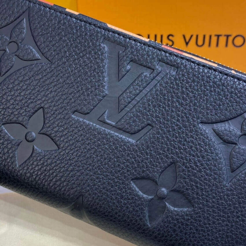 Cowhidele Louis Vuitton Monogram Empreinte Leather with Animal-Print Zippy Wallet Black - Image 5