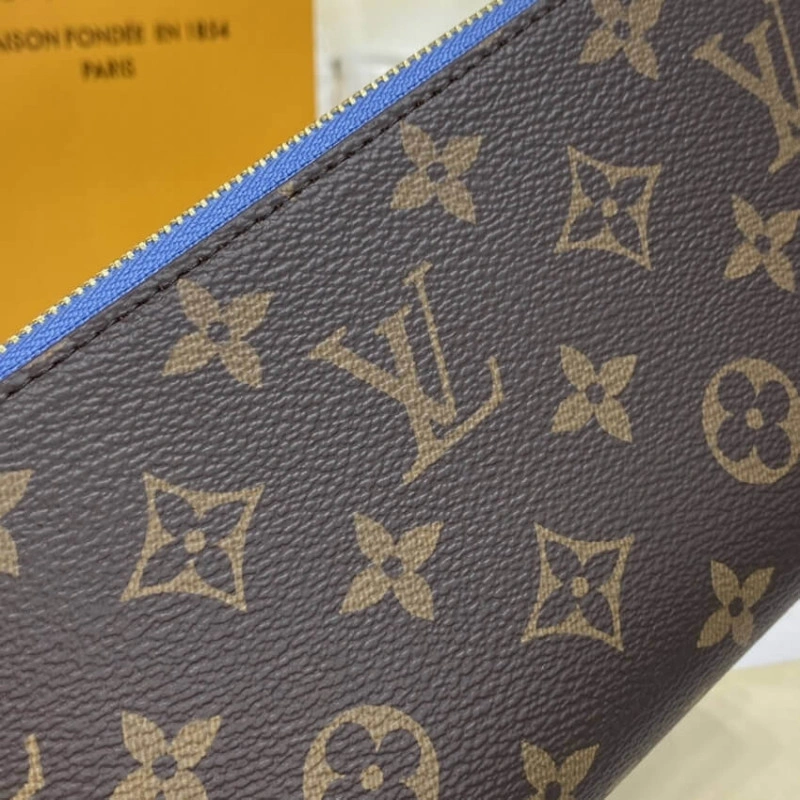 19.5 x 10 Louis Vuitton Monogram Zippy Wallet Blue - Image 5