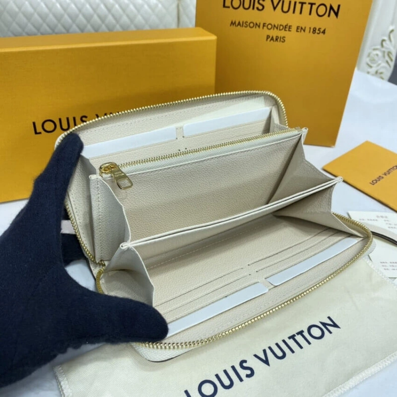 Monogram Louis Vuitton Zippy Wallet Cream Saffron - Image 9