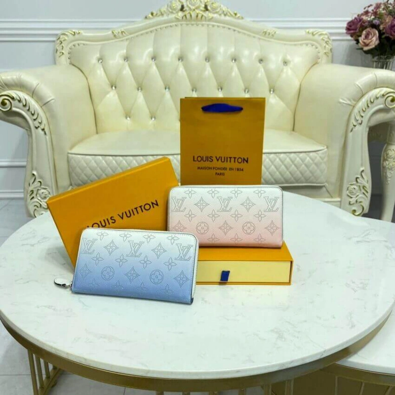 Mahina pe Louis Vuitton Zippy Wallet in Pink Gradient Mahina Perforated Leather - Image 11